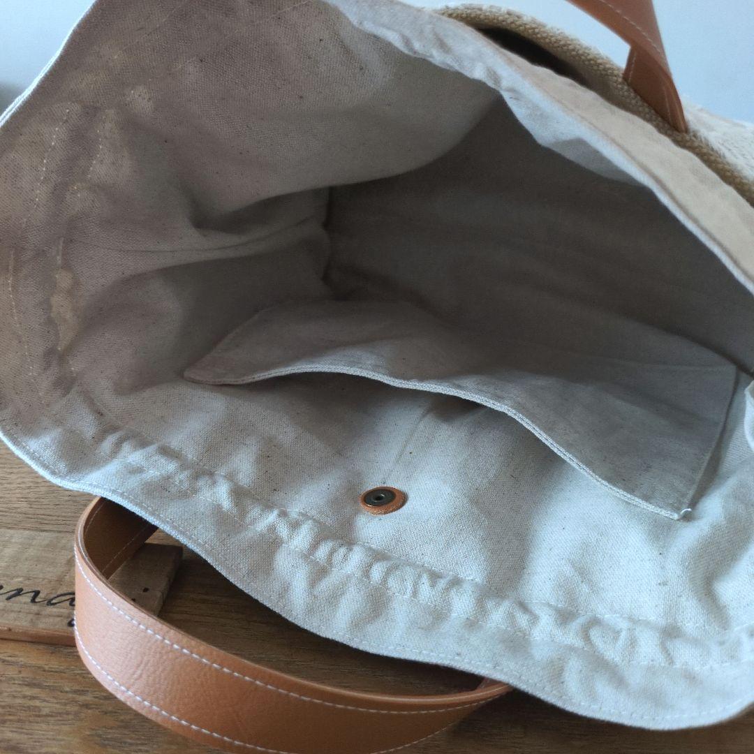 あおりポケットの巾着バッグ＊ミナペルホネン foresttile