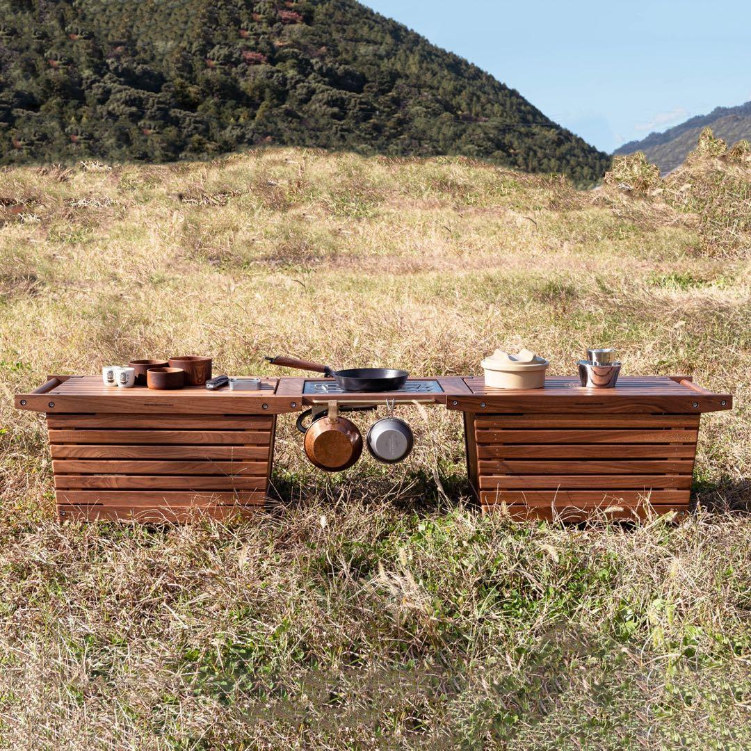 ikiki シェルコンMウォルナット ソリッドトップパネル　各2バーナーテーブル