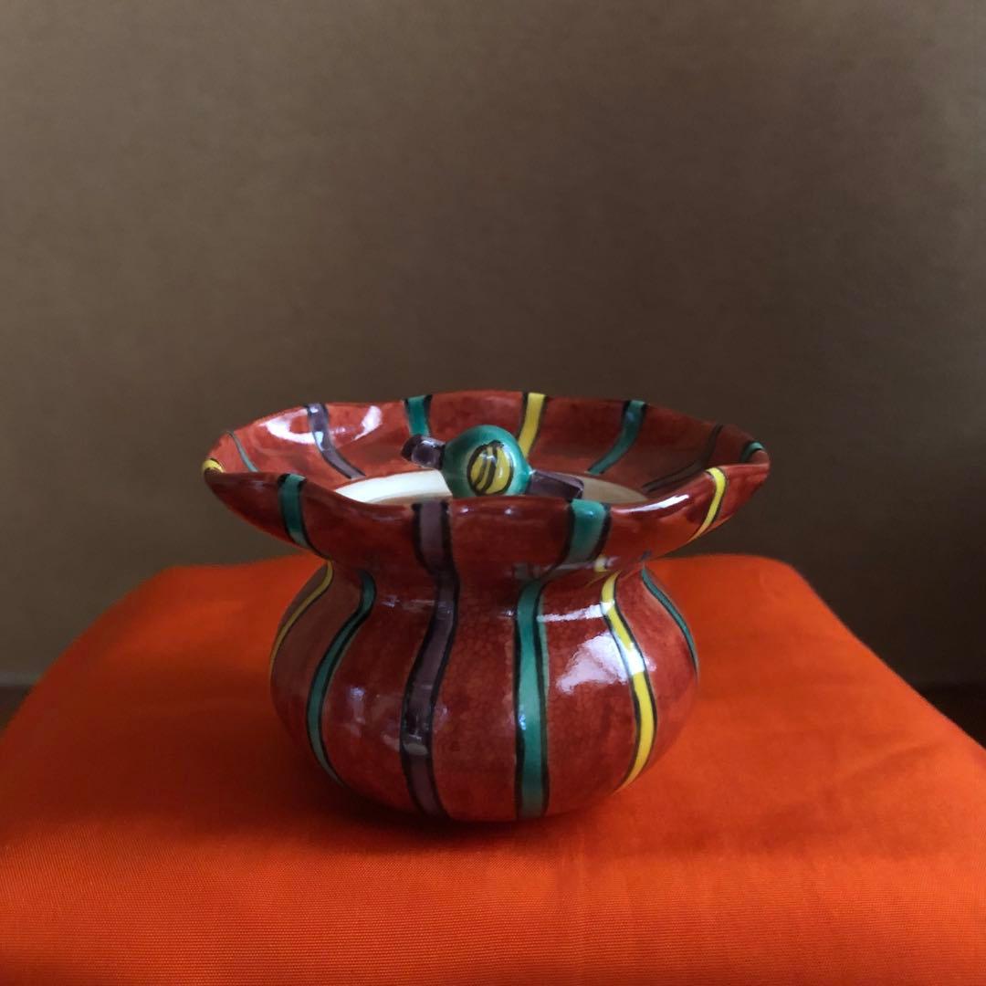 茶道具　仁清写赤線文　森里陶楽造　茶器　高台寺窯