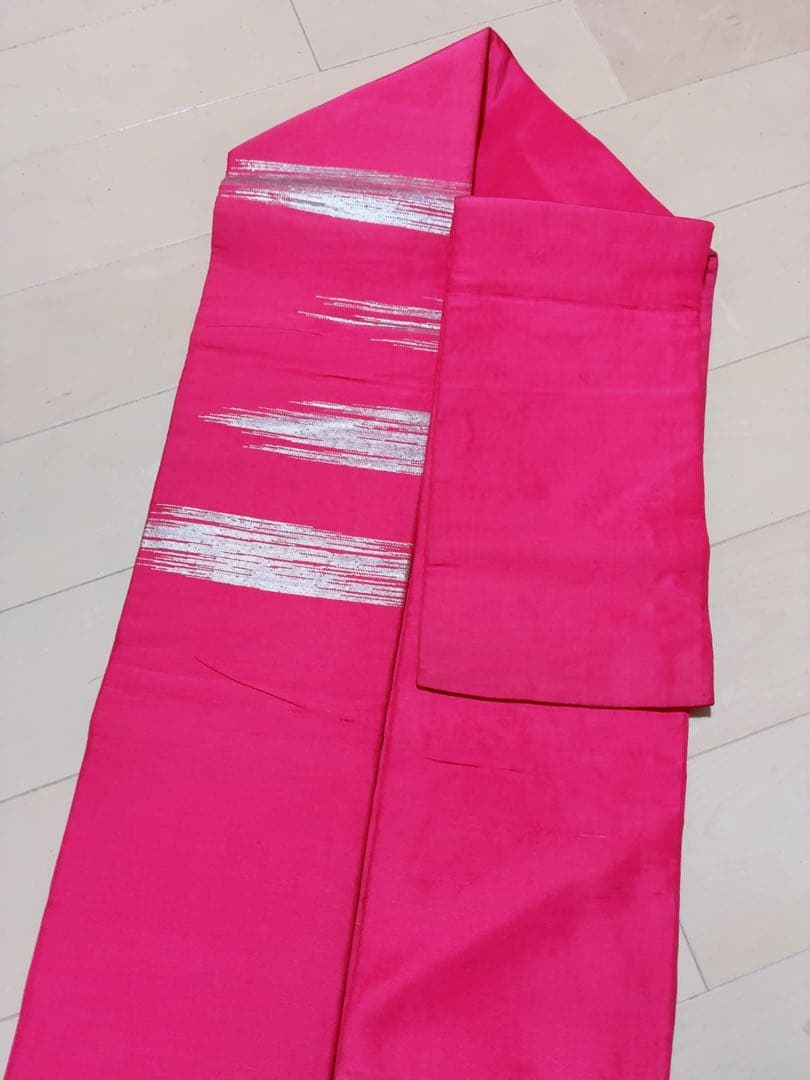 名古屋帯 薔薇　桜　刺繍 ピンク　アンティーク　金駒刺繍