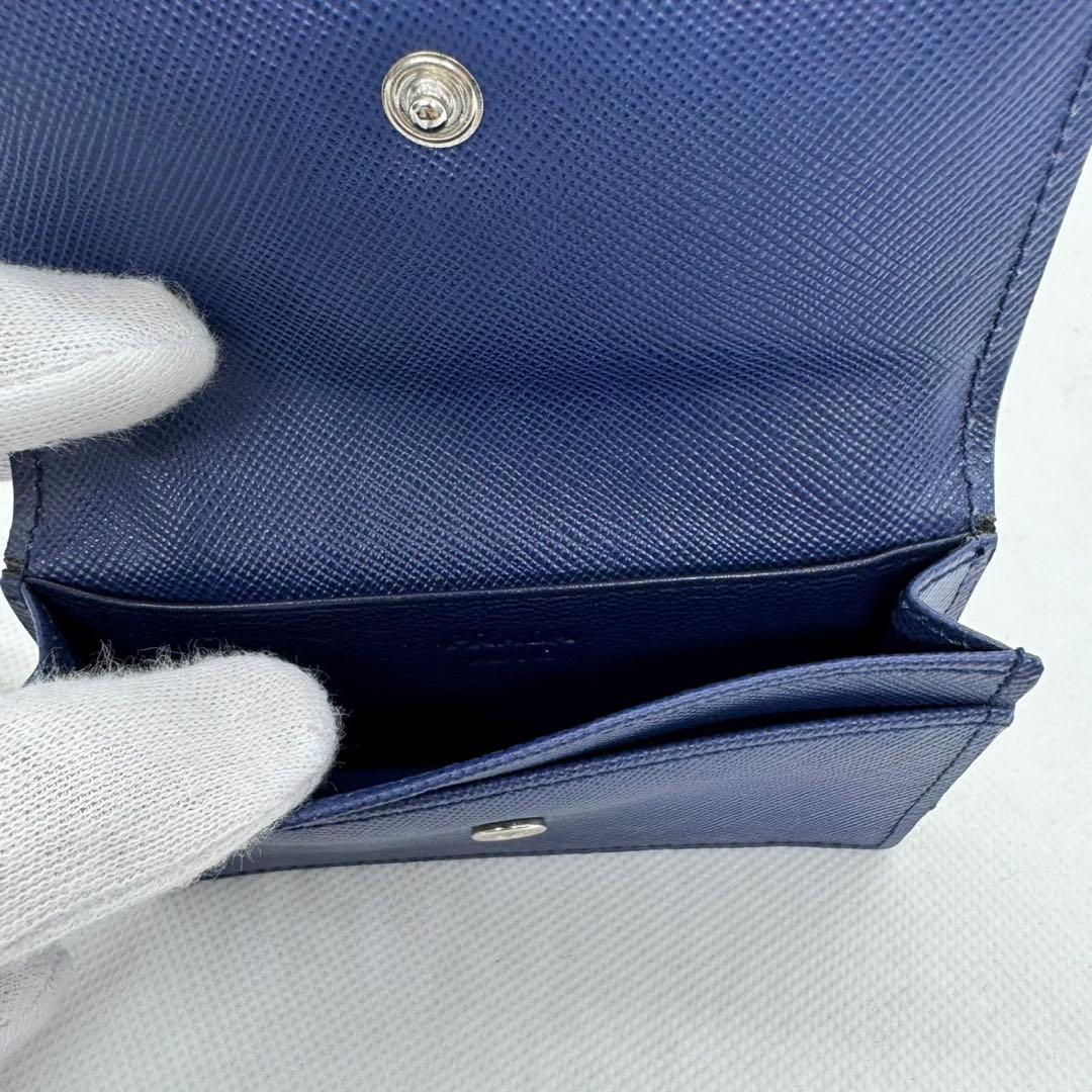 PRADA ネイビー 名刺入れ サフィアーノレザー