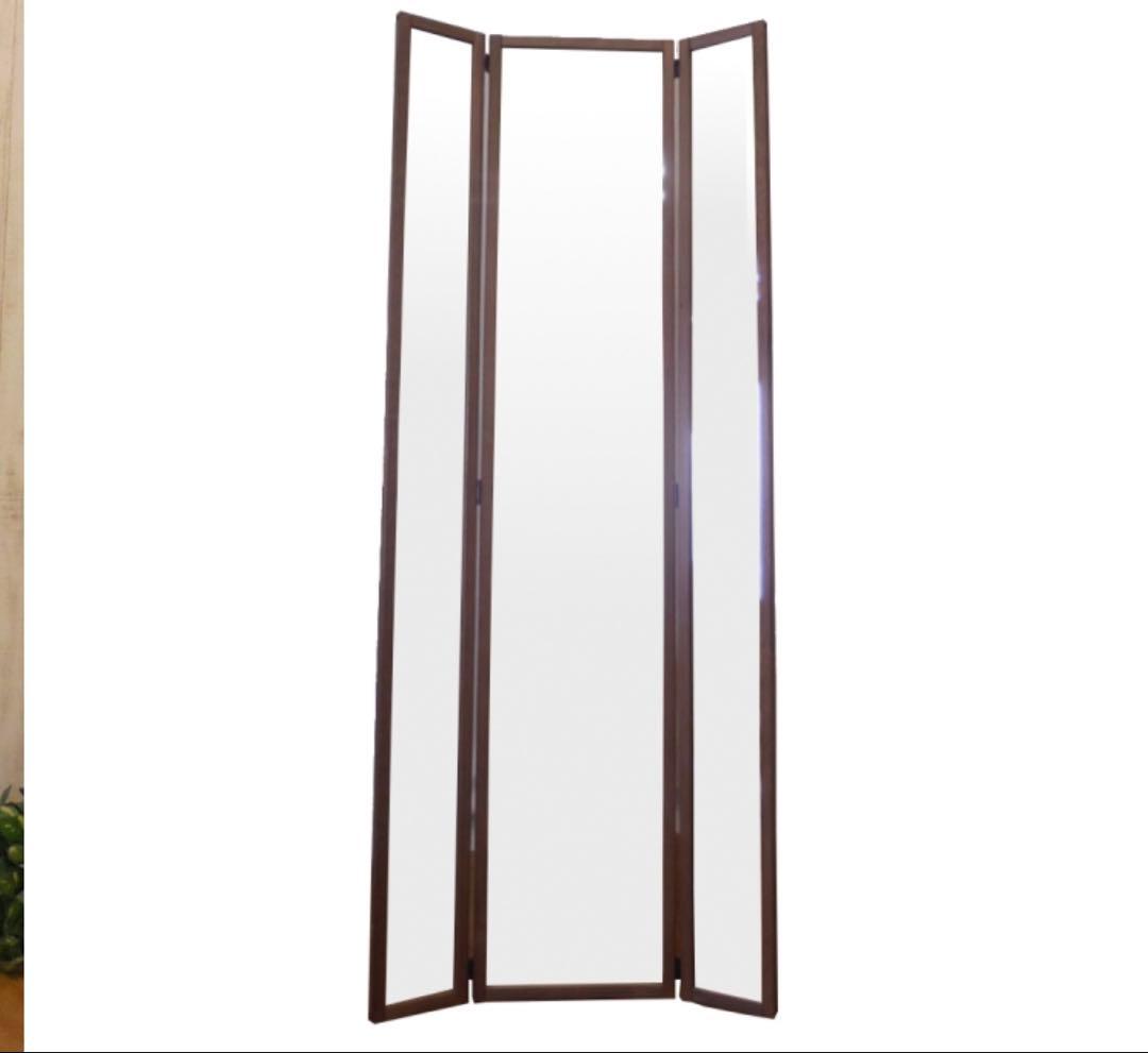 アンティーク調三面スタンドミラー