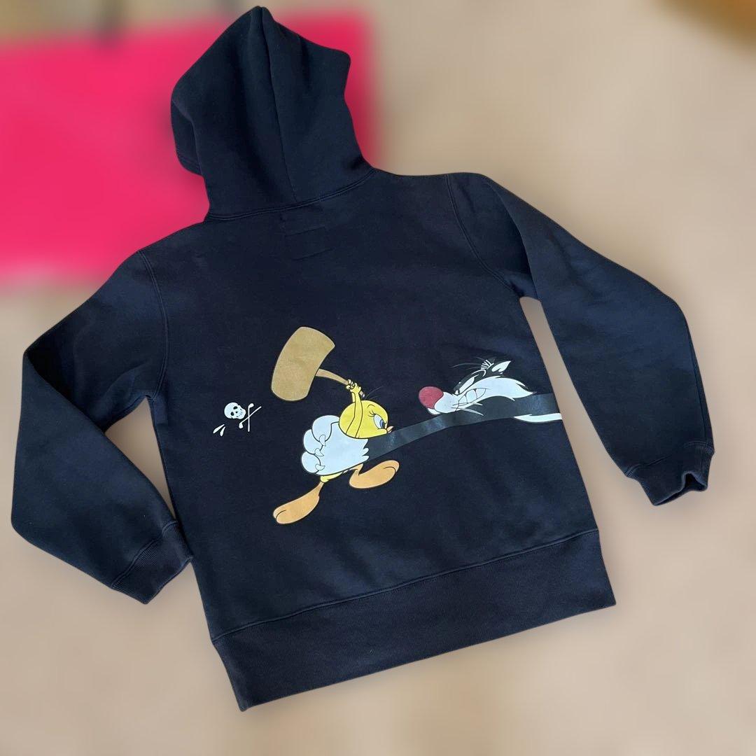 マーク＆ロナ　tweety フーディスウェット起毛　ブラック