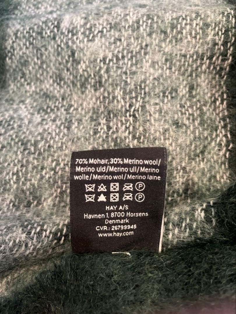 【美品】HAY モヘアブランケット グリーン(クリーニング済)
