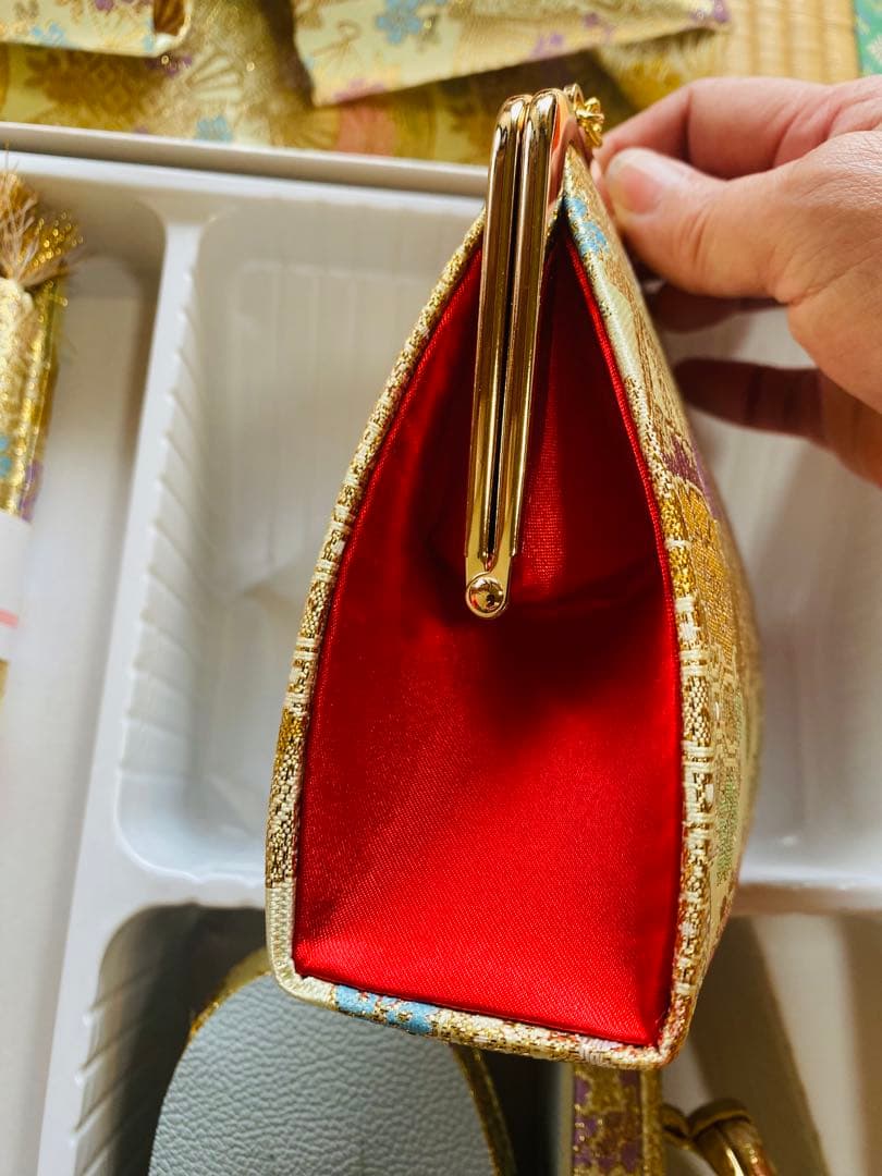 七五三　帯　作り帯　ハコセコセット　ゴールド系　桜模様　草履　７歳　新品　美品