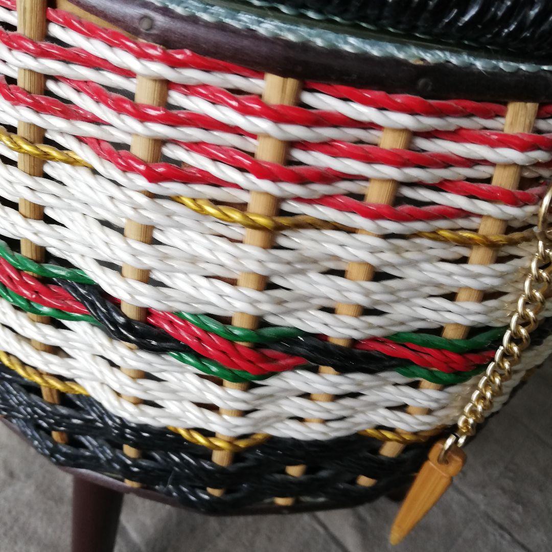 大容量　ソーイングボックス　裁縫箱　収納　バスケット　昭和レトロ　カゴ　脚付き