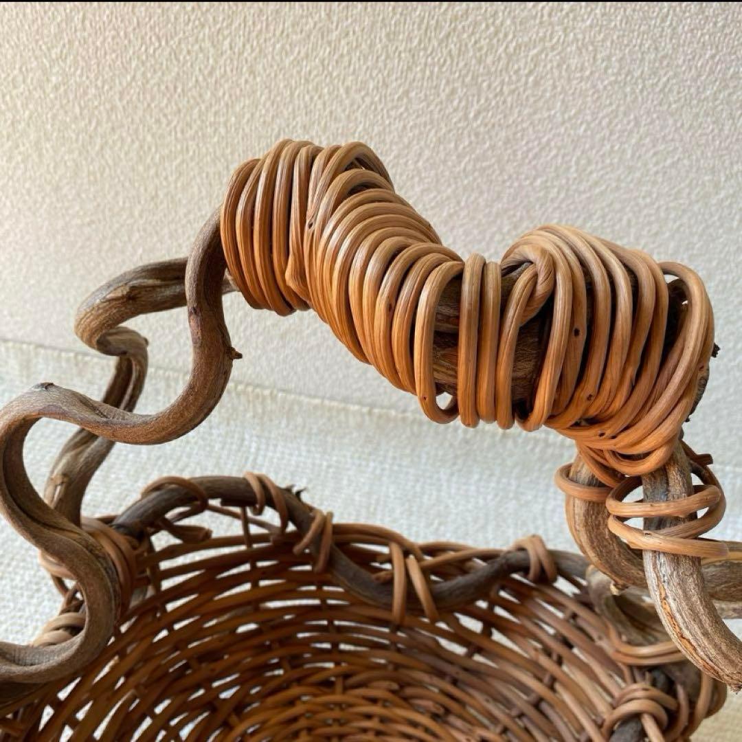 藤蔓 あけび 大籠 古籠 骨董 籠細工 ラタン 大型 フルーツバスケット パン籠