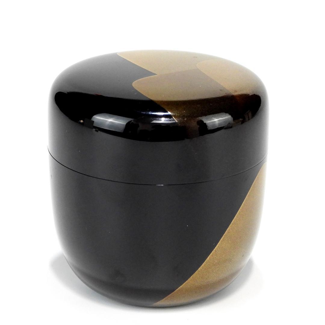 茶道具　棗　中棗　黒塗　遠山蒔絵　桐箱