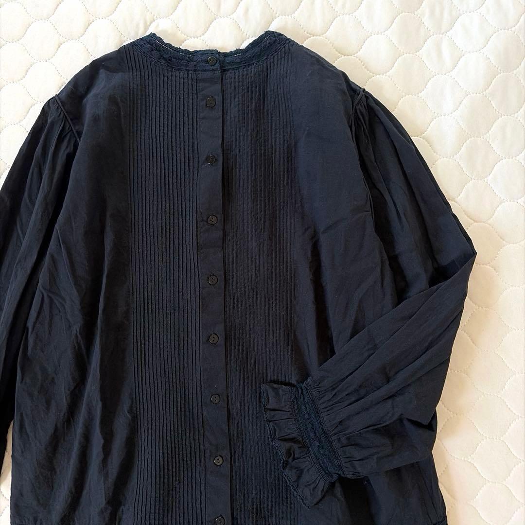 【24SS】BEARDSLEY リバーレースヨークブラウス　ブラック