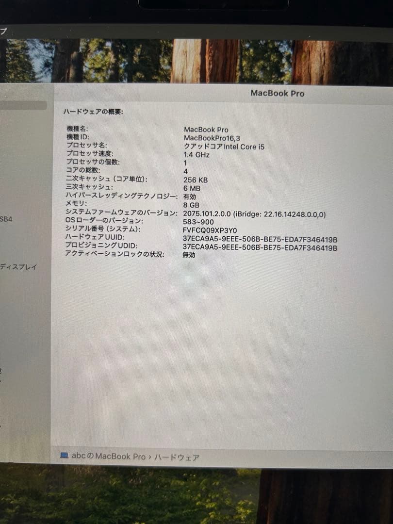 MacBook本体 MacBookPro2020 13inch