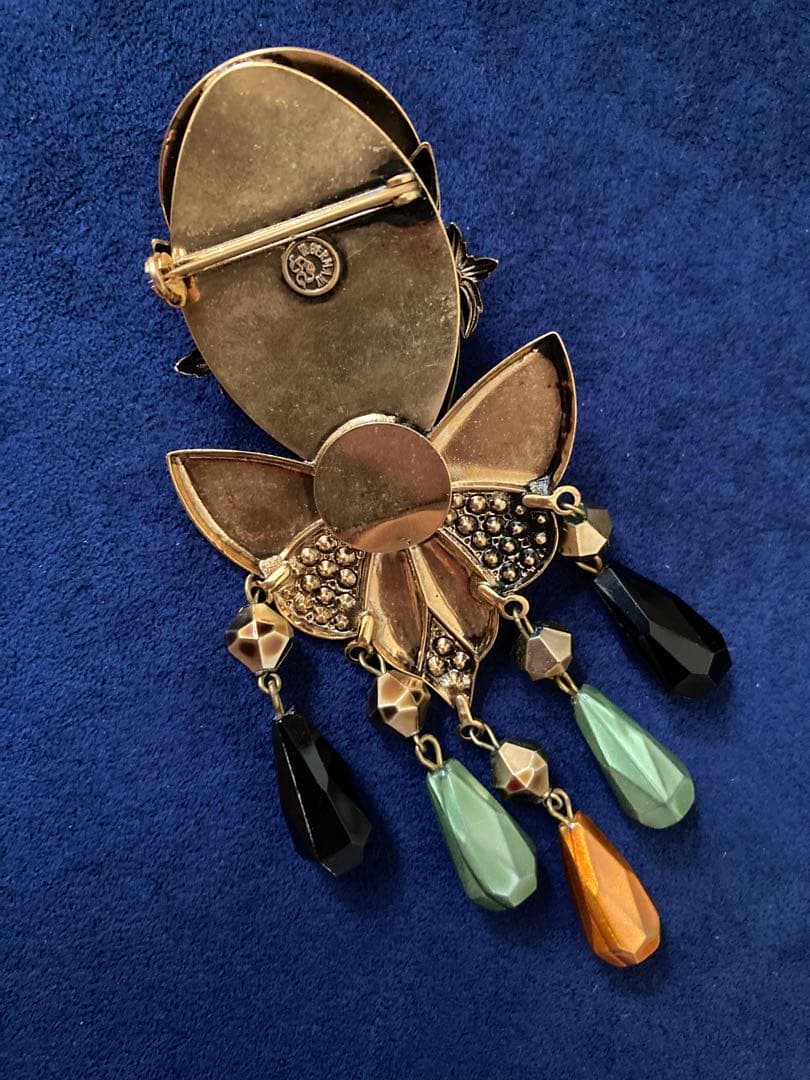 専用◆W.GERMANY 西ドイツ ヴィンテージ ブローチ◆翡翠？アクセサリー