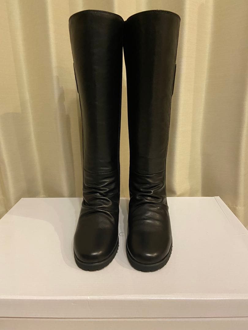 【新品タグ】ブラック ロングブーツ レザー スエード　ヤマダヤ　24