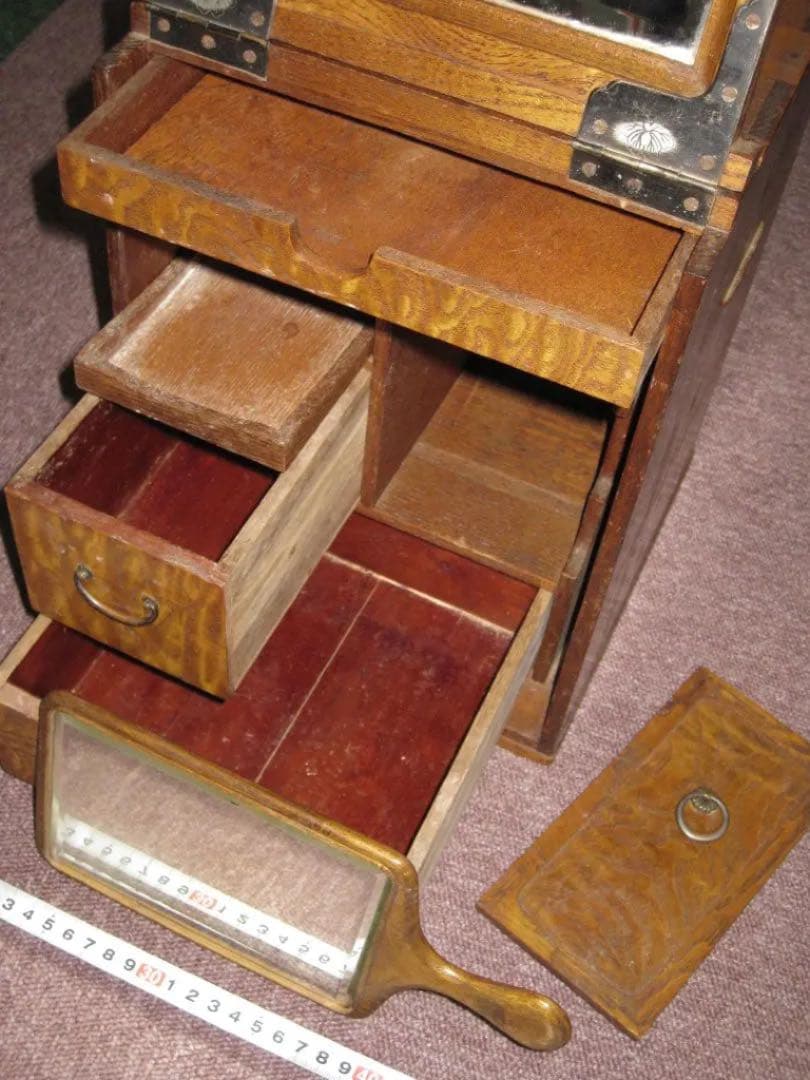 姫鏡台レトロ  折り畳み 化粧台 卓上 鏡台  化粧箱  ドレッサー 芸者