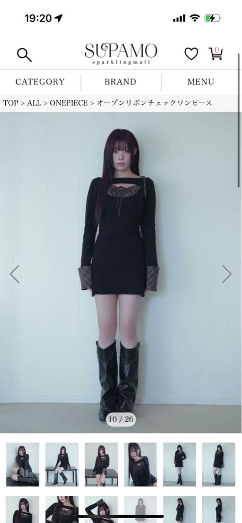 bubbles オープンリボンチェックワンピース ブラウン