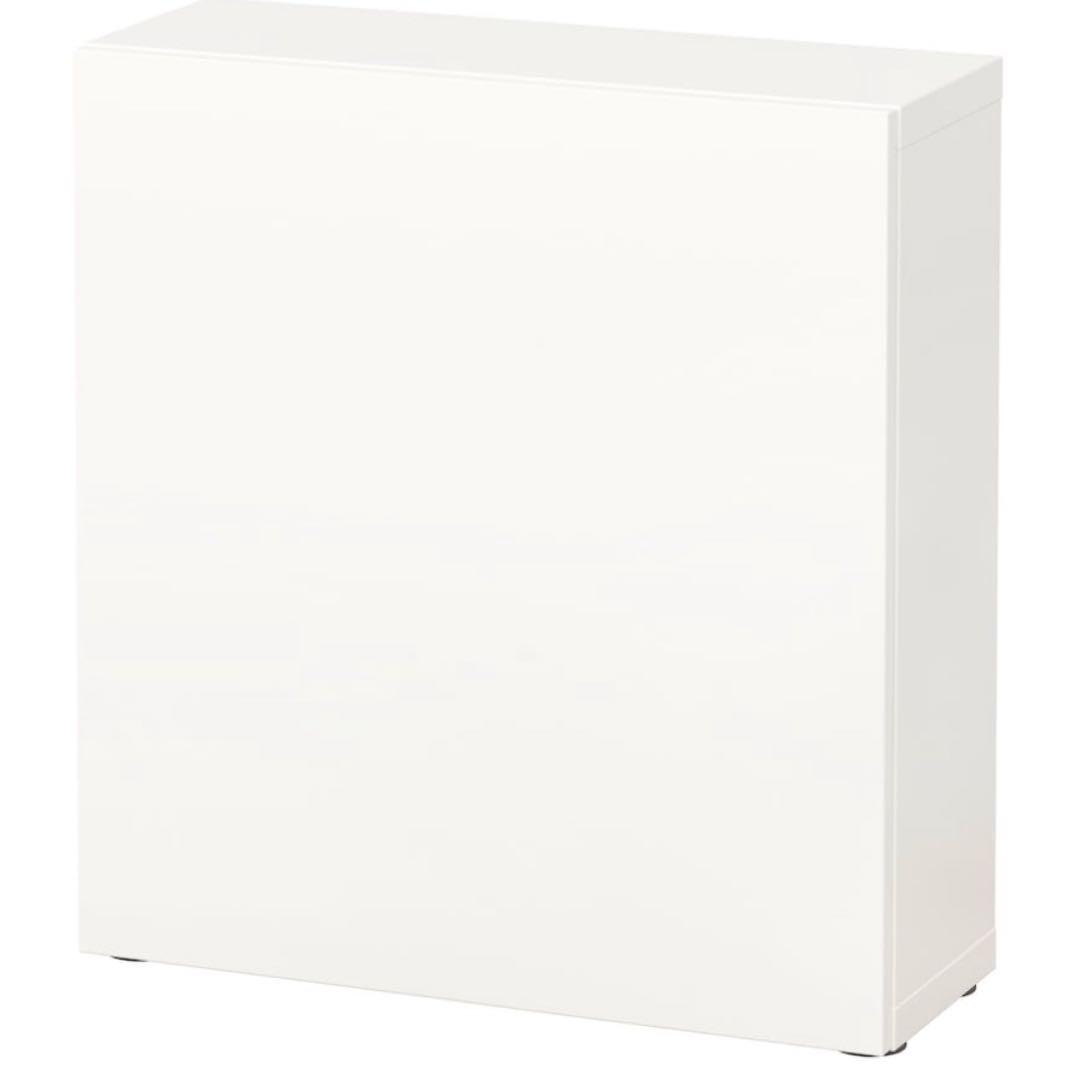 【IKEA】ベストーシェルフユニットラップヴィーケン ホワイト 扉付き 脚付