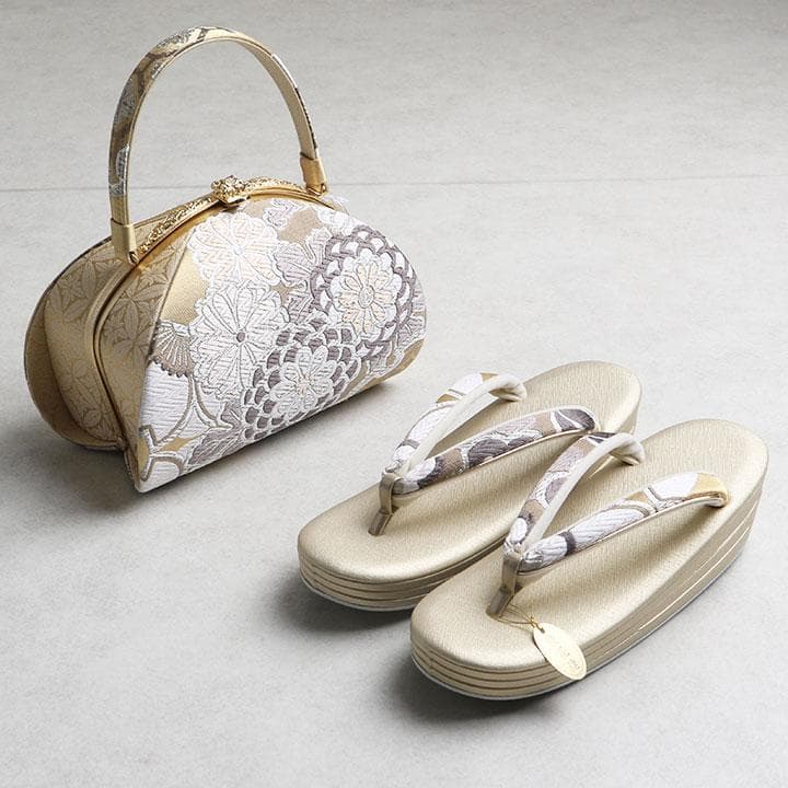 【新品】世美庵 謹製 正絹 西陣織草履バッグセット 24cm 古典柄 03216