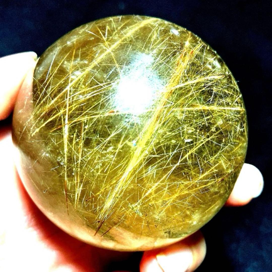 超大玉　60mm ゴールドルチルクォーツ　丸玉　スフィア　金針水晶