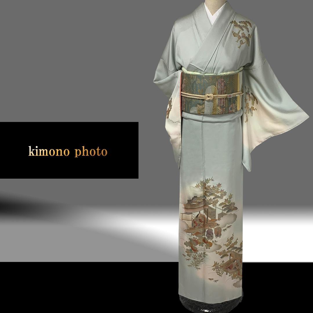 【新品、未使用】正絹【極上逸品】トールサイズ【金彩手描き友禅】訪問着フルセット