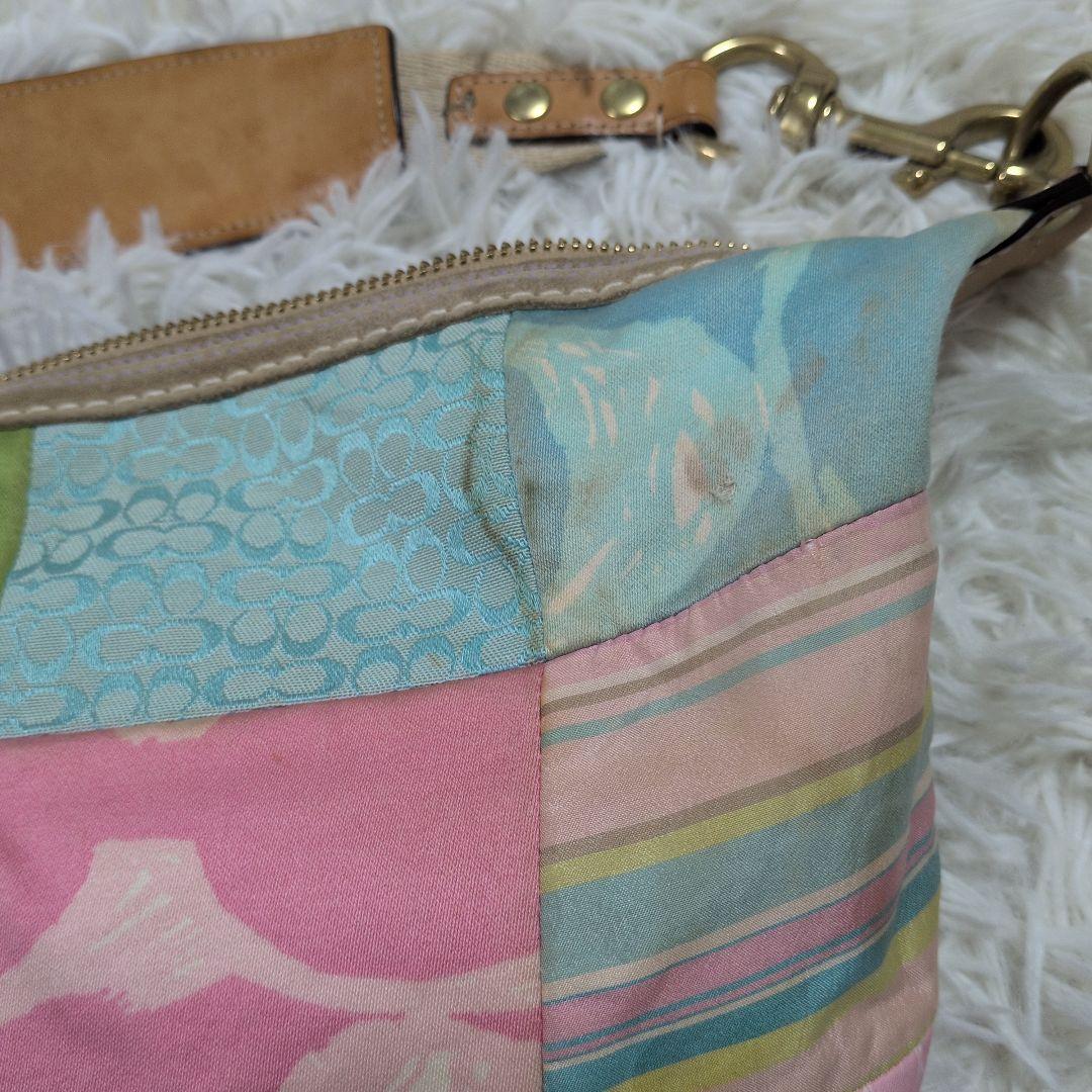 希少　coach パッチワーク　ホーボー　ワンショルダーバッグ　マルチカラー