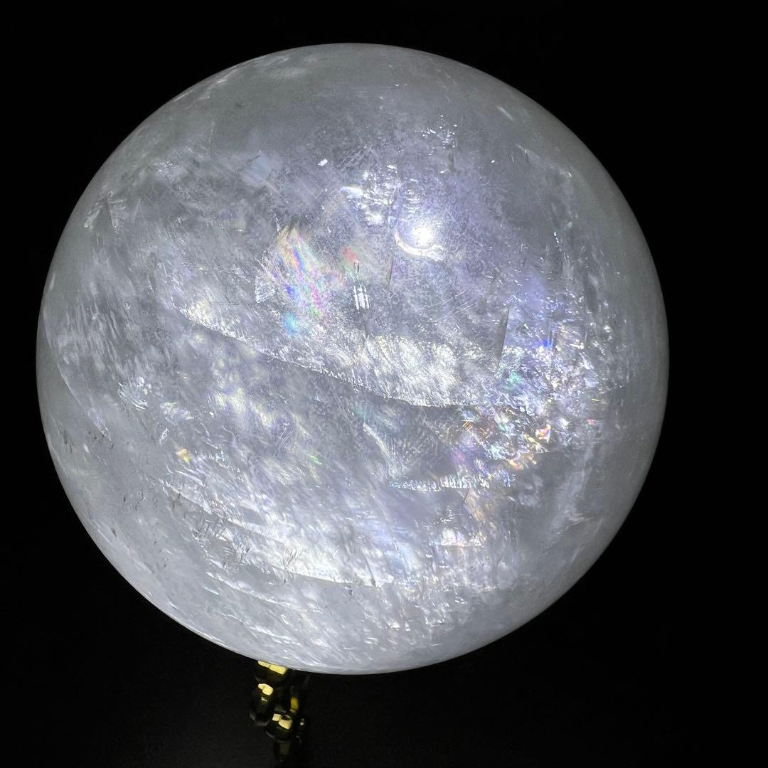 ✳️超美白大宝珠✨美しいレインボー✨極上 ホワイトカルサイト 丸玉 天然石 他1点