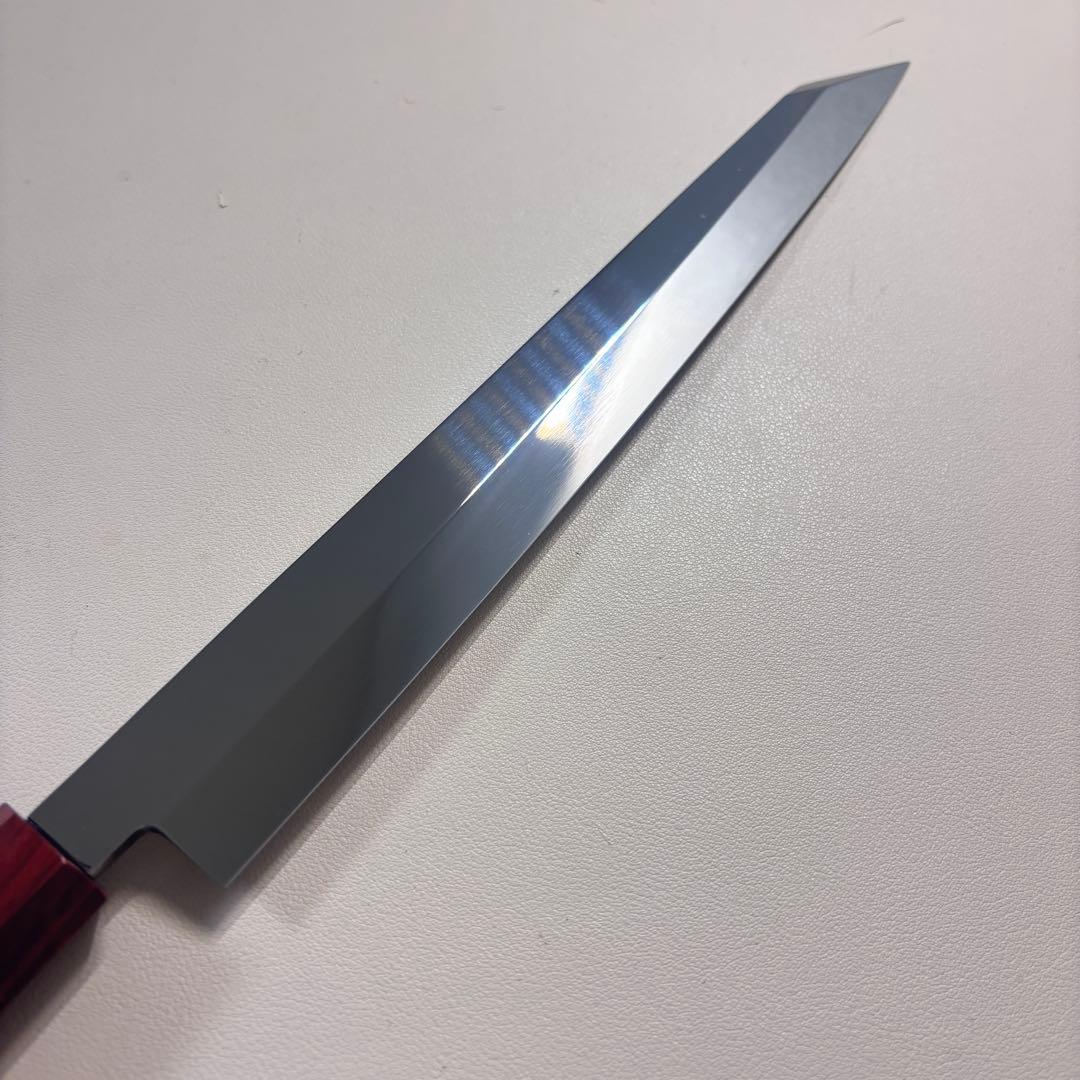 270mm 切付柳刃包丁 鏡面 黒檀紫檀八角柄 刺身包丁 全鋼「鞘」