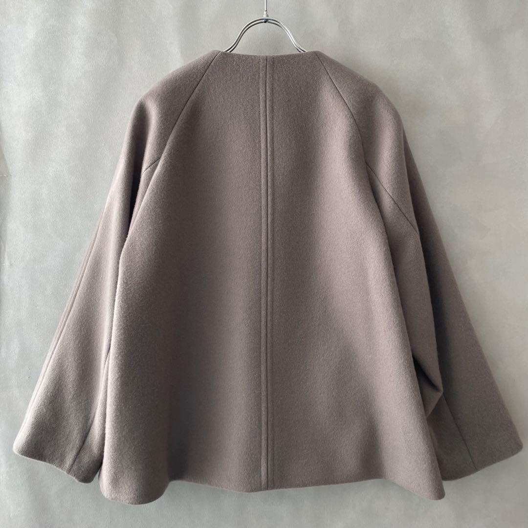 美品✨ナノユニバース　23AW ハミルトンウール　ノーカラーショートコート　S