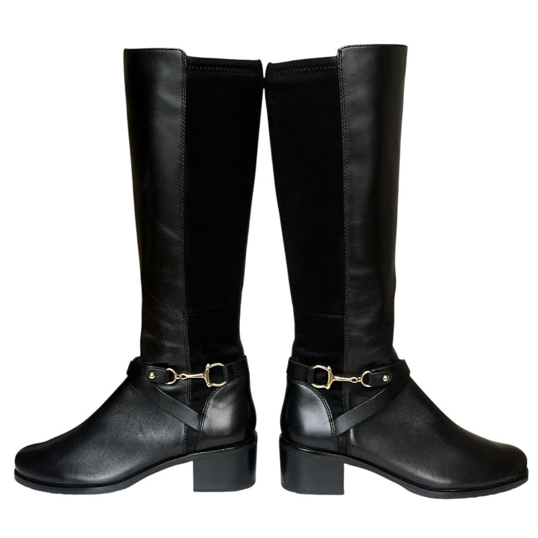 極美品 あしながおじさん 24 レザー ホースビット サイドジップ ロングブーツ