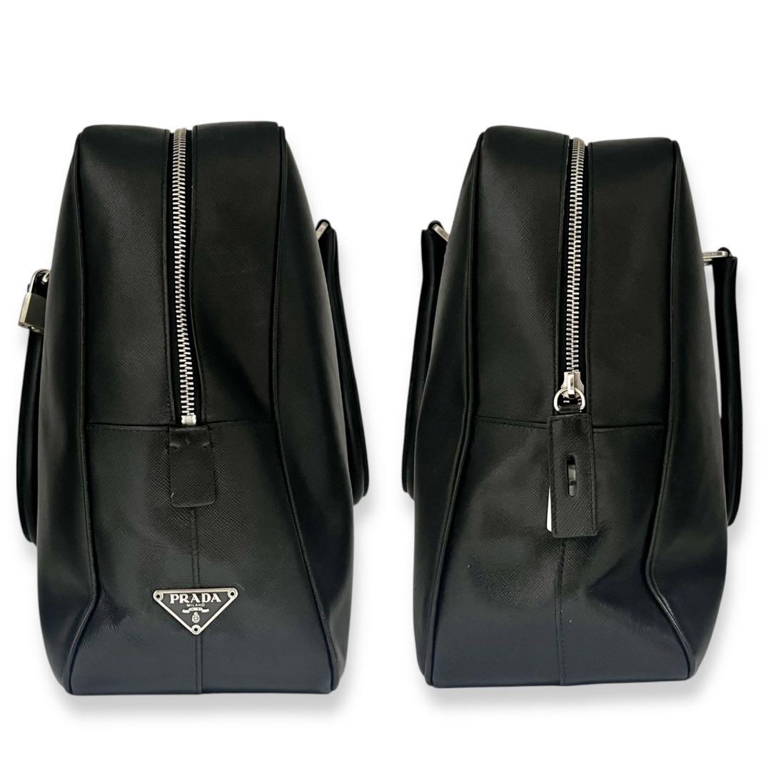 【美品】プラダ　サフィアーノ　三角ロゴ　ビジネス　ハンドバッグ　黒　775