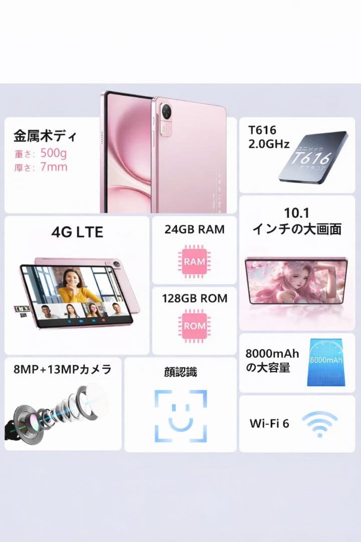 ●美品〇入学準備Android15タブレット10.1インチ さくらピンク