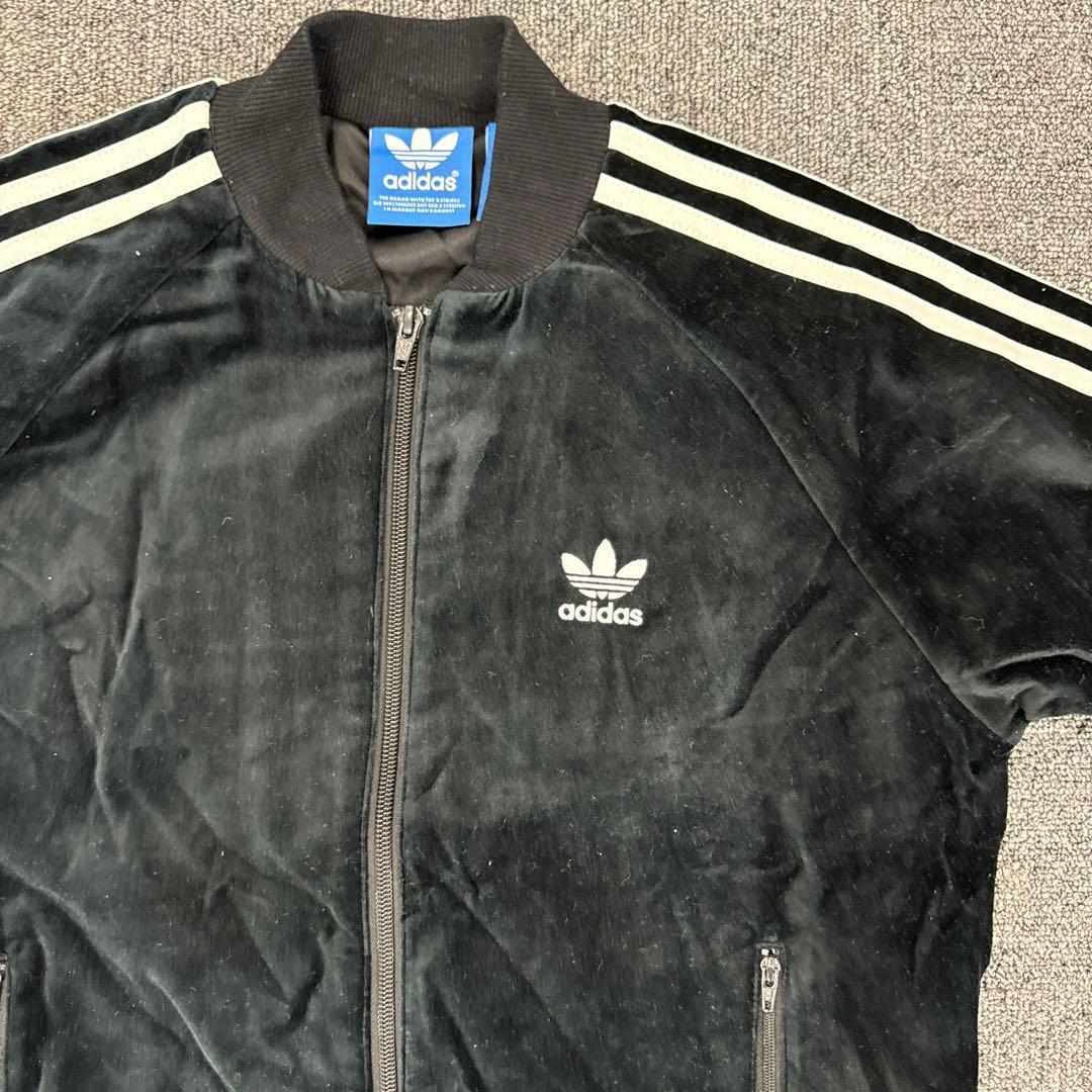 【新品】adidas ベルベット トラックジャケット 黒 S ベロアAO3567