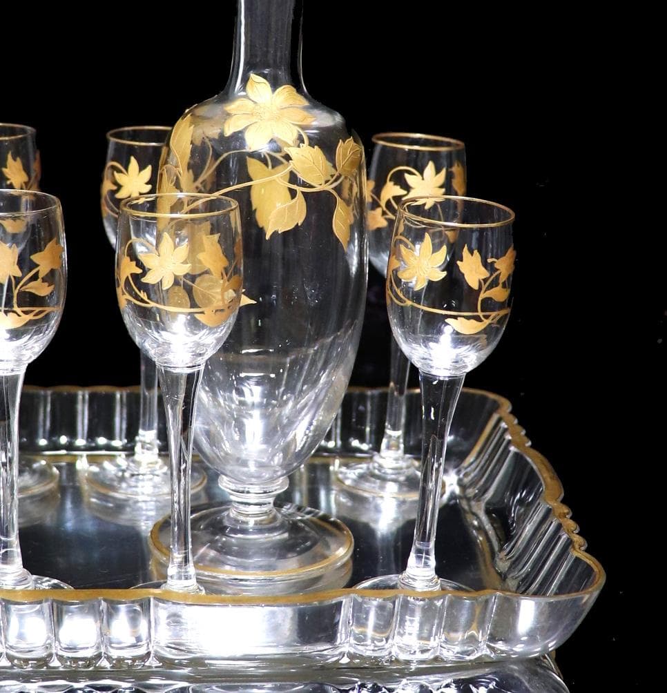 オールド・バカラ 1900年頃 金彩盛り上げ リキュールセット 超美品