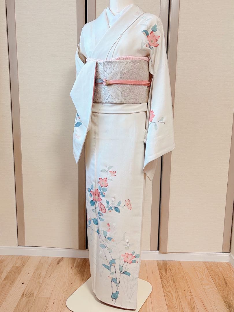 極美品　訪問着　フルセット 本加賀友禅 裄70 卒業式　入学式　L LL 白