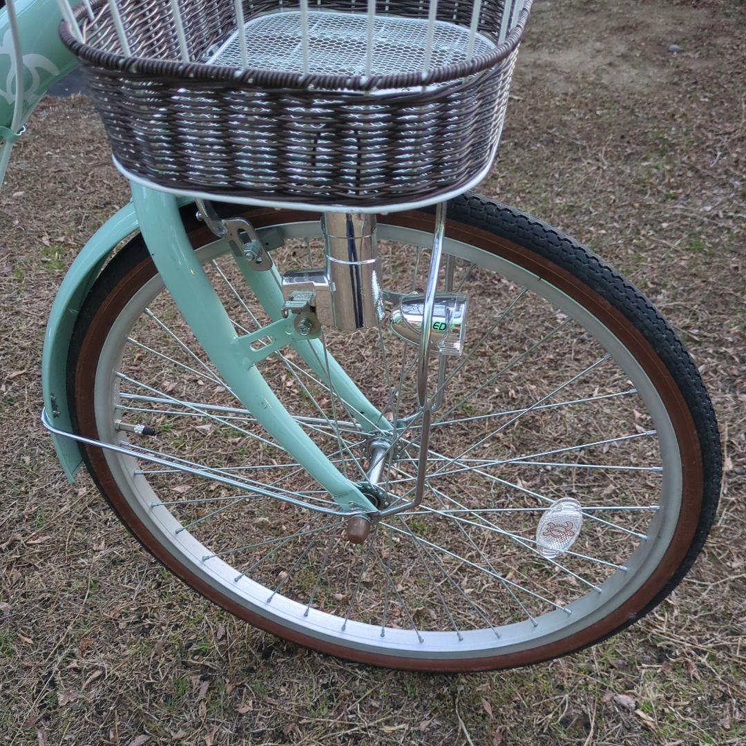 ミントグリーン 子供用自転車 前面バスケット付き