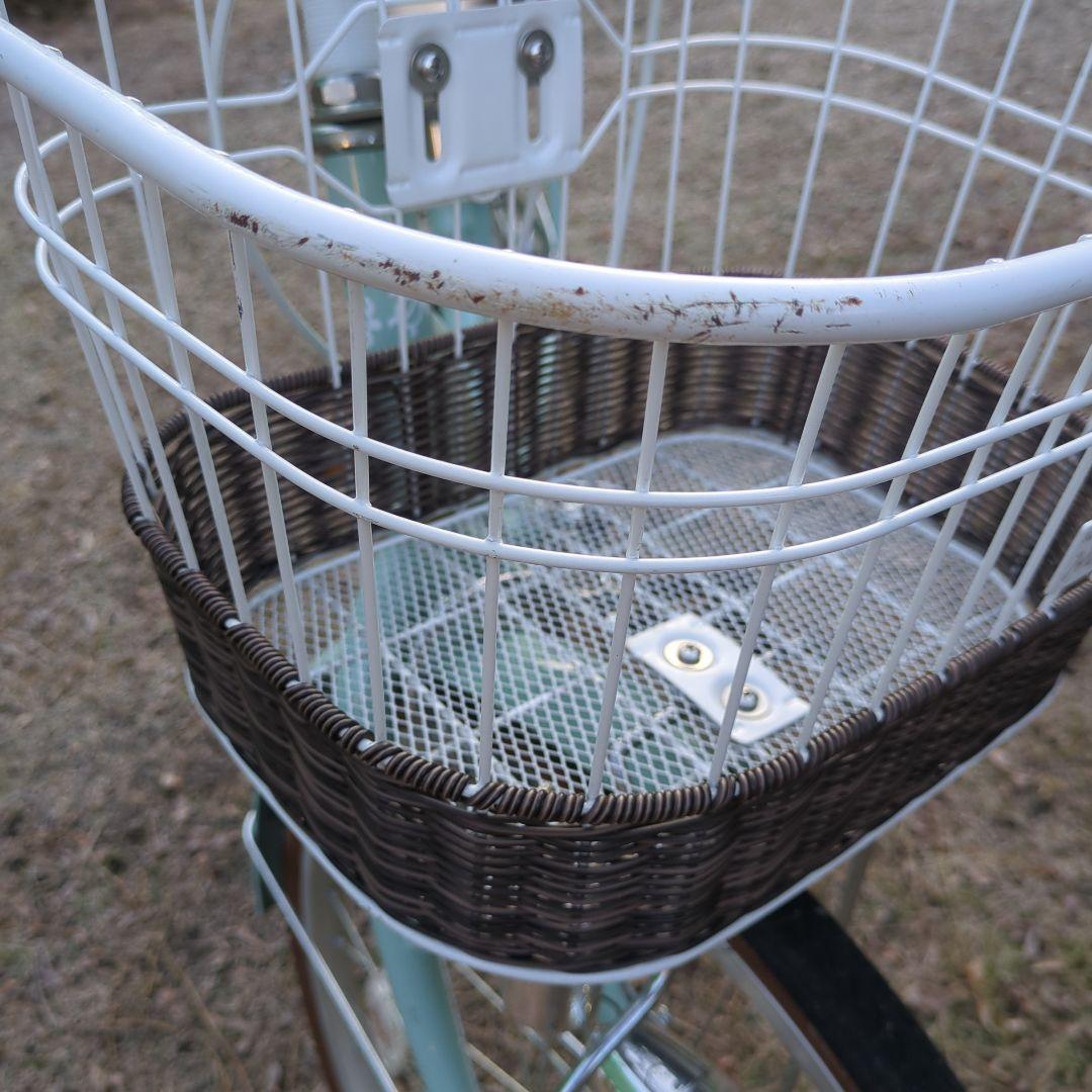 ミントグリーン 子供用自転車 前面バスケット付き