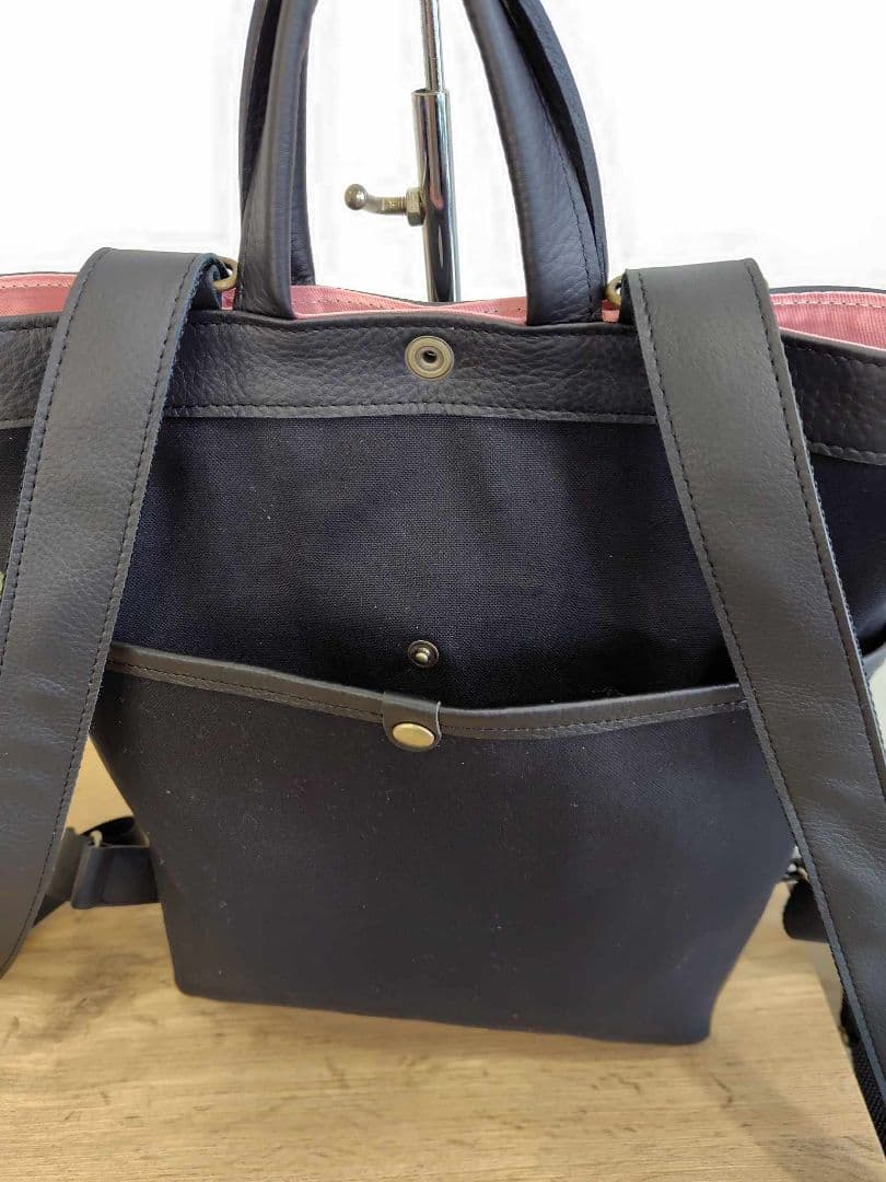 2点おまとめ　/2025tambourineタンバリンネイビー×白/牛革A4トー