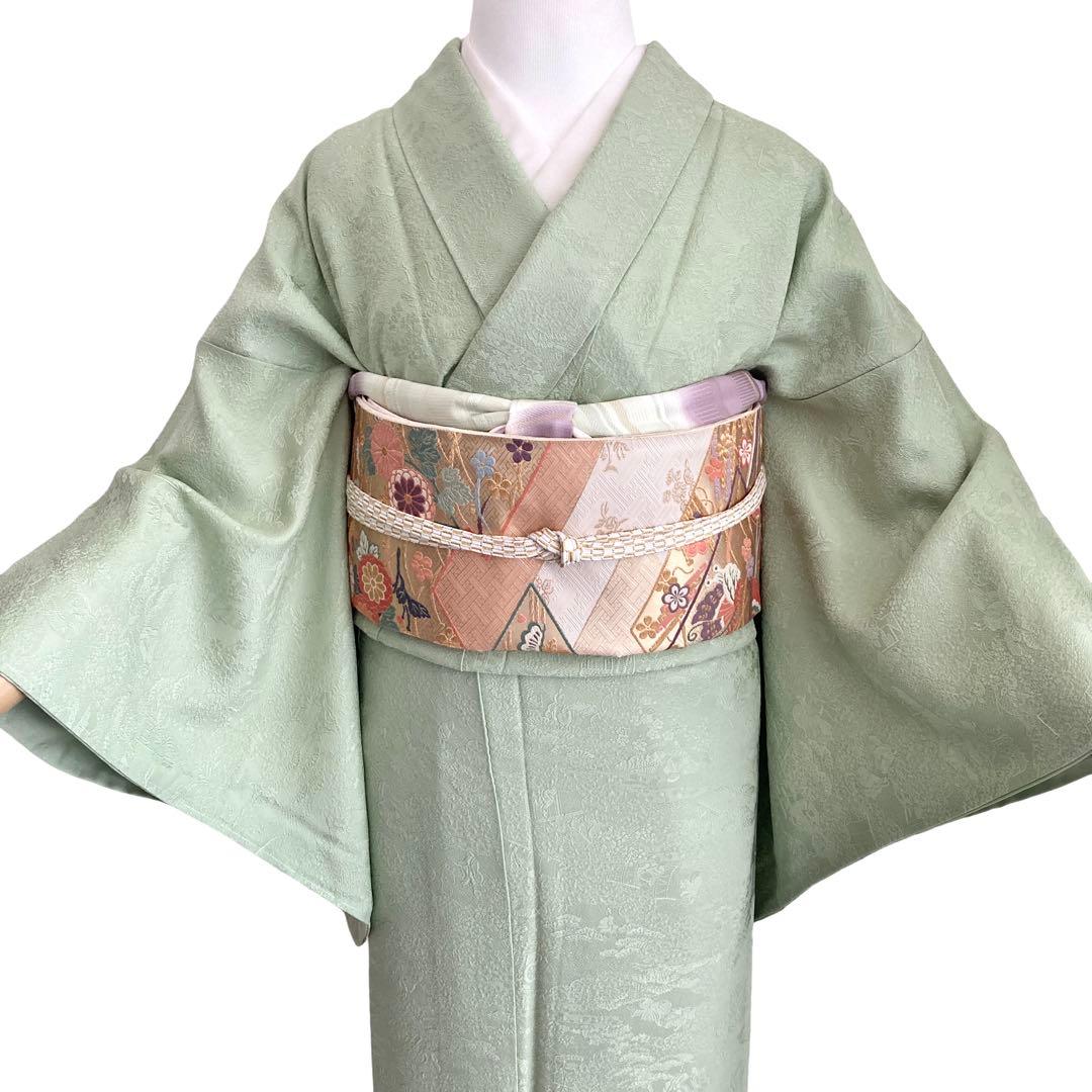 淡緑色 色無地×袋帯おまけ セット 礼装 七五三 入学式 NO56 NO22