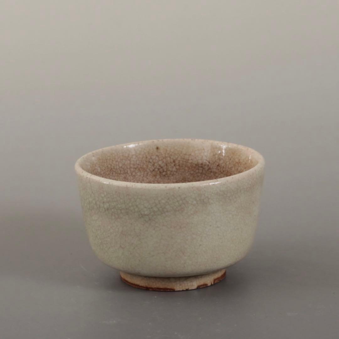 佳き貫入染み 半筒 盃 ぐい呑み 酒器 古道具 アンティーク