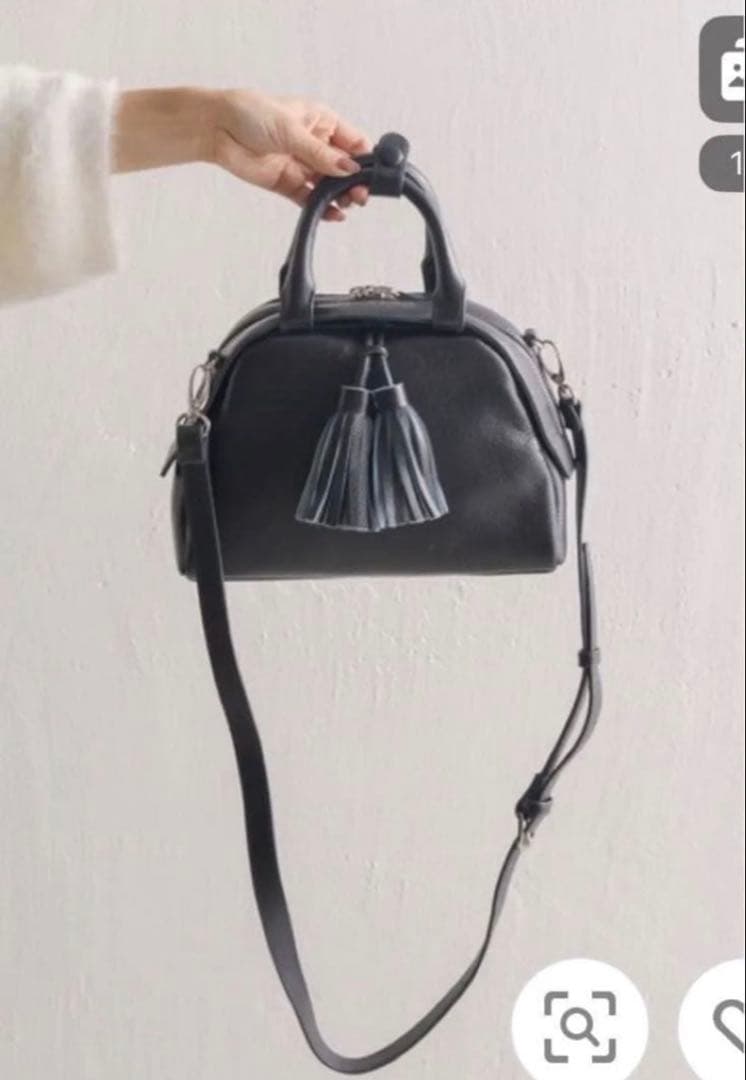 ear PAPILLONNERビッグタッセルボスト ン2wayバッグ ネイビー