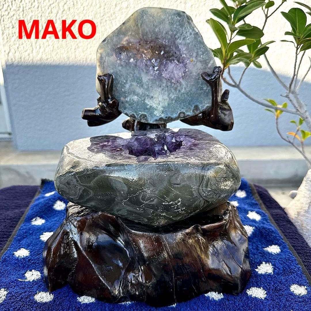 M1845☆ペア・アメジストトレジャー瑪瑙2.8Kg☆天然石☆N50507-A