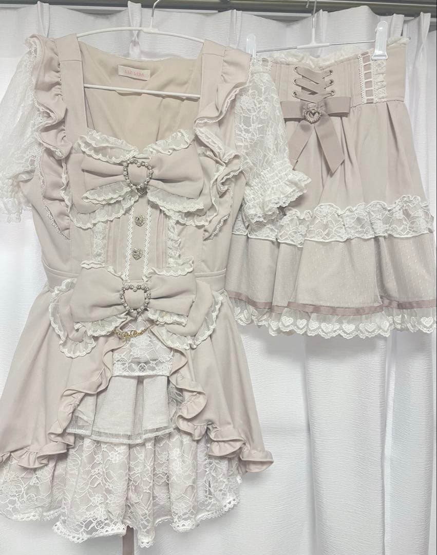 LIZLISA フロントカシュクールBIGリボンセットアップ