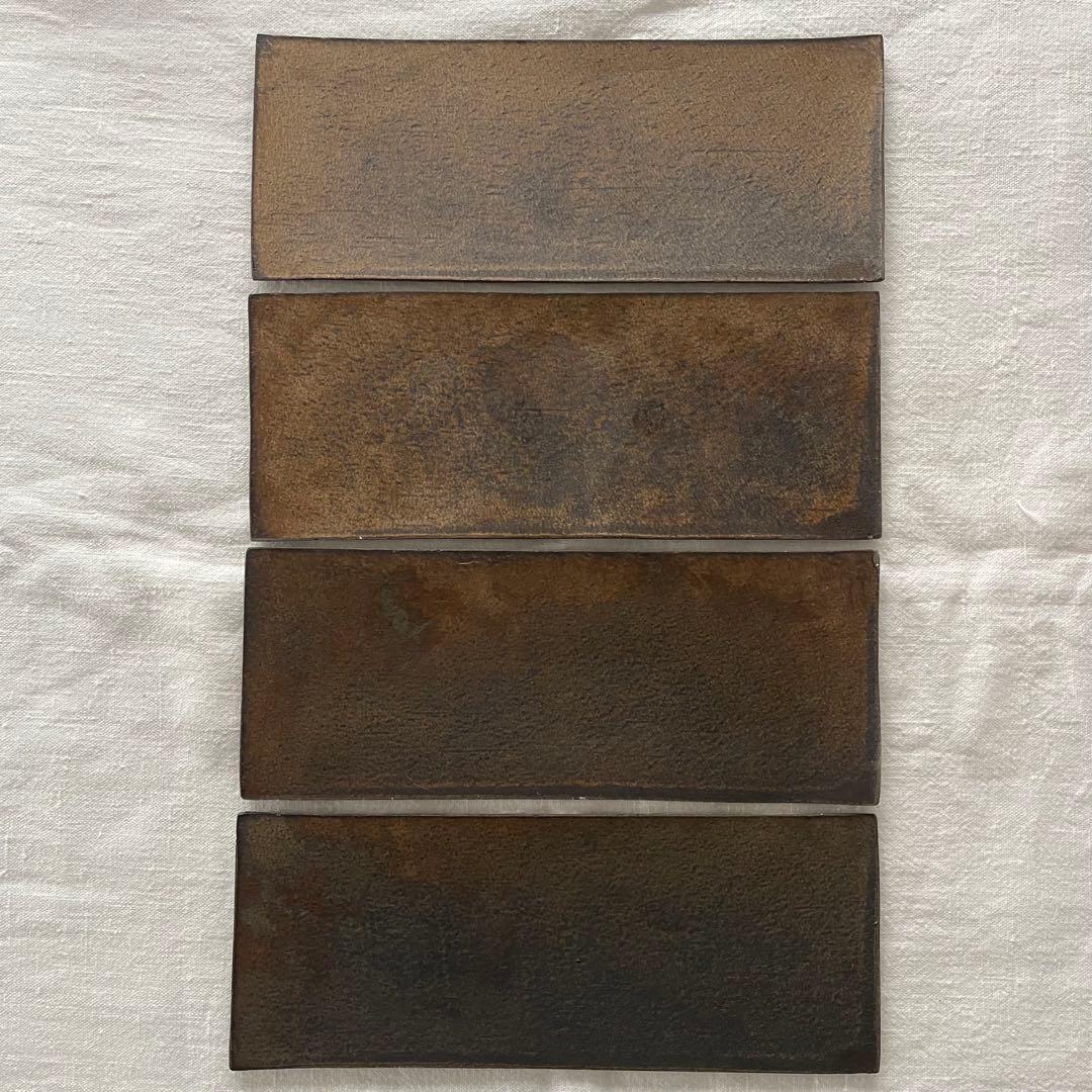 人気作家 水野幸一 銅彩釉 角長板皿 大4枚セット