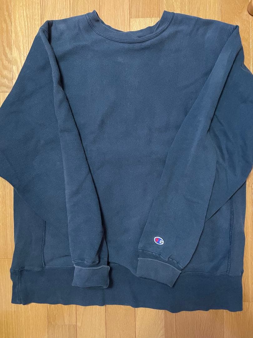 90s 目無し XL 紺色 無地 チャンピオン リバースウィーブ スウェット