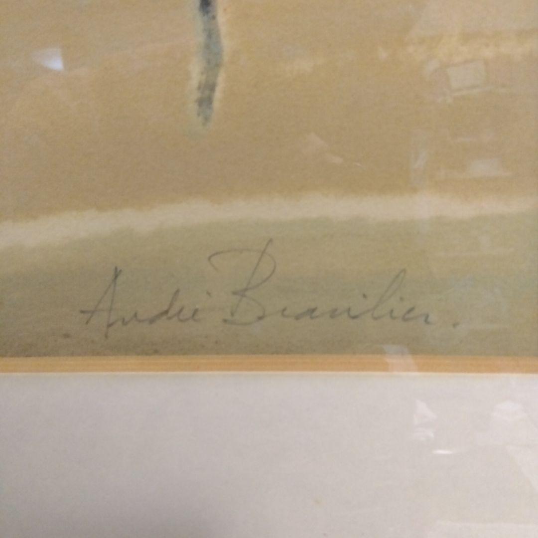 絵画　競馬　馬　ブラジリエ額装リトグラフ