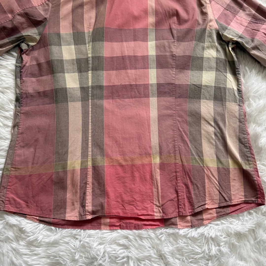 美品 BURBERRY バーバリーロンドン メガチェック シャツ ピンク 46