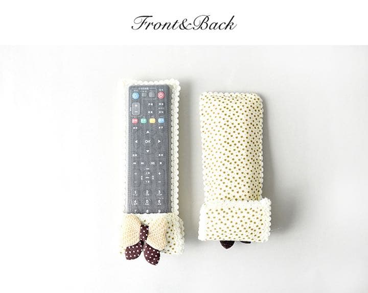 リモコンカバー 同色同サイズ2個セット かわいい マジックテープ リボン レース