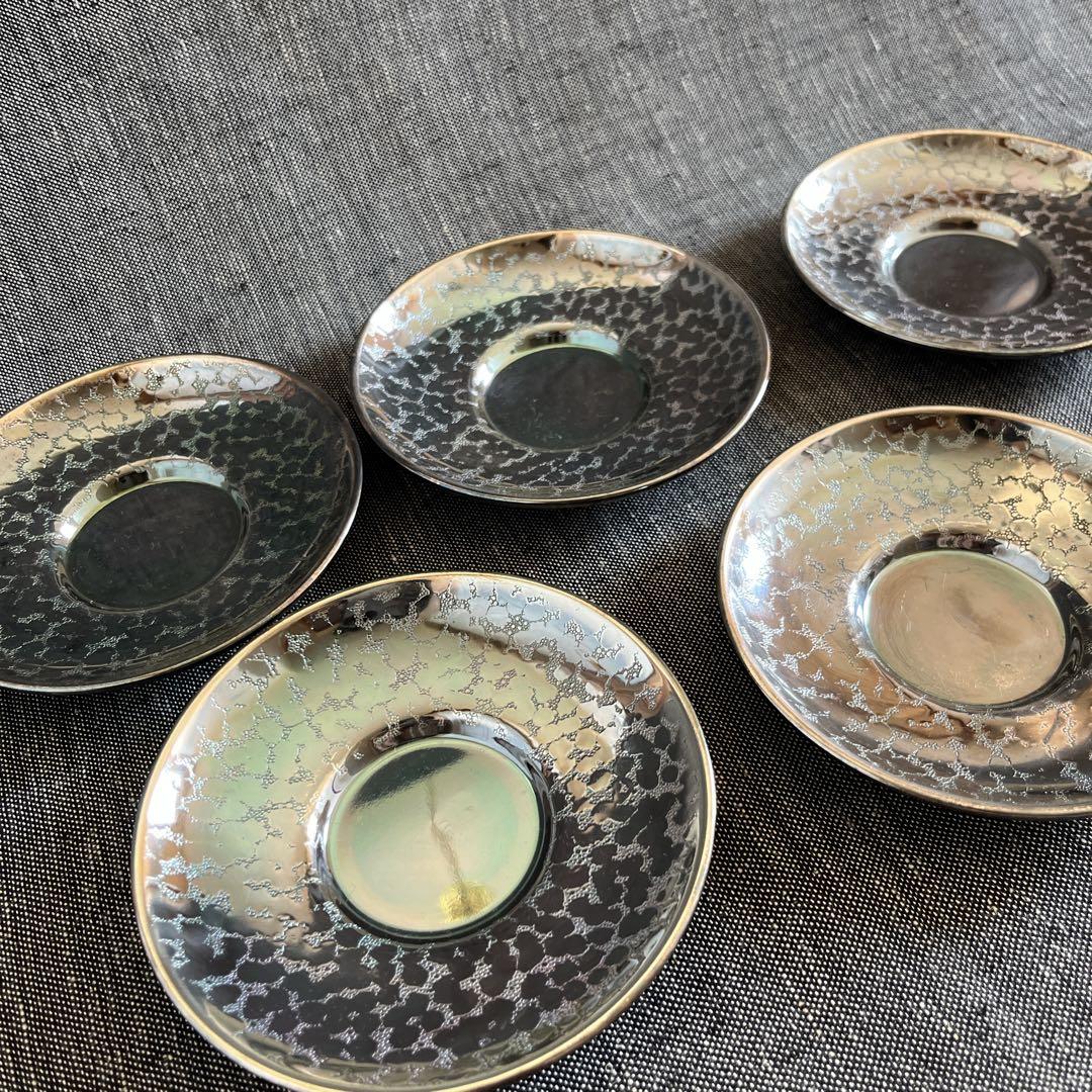 銀川堂『いぶし銀』黄銅 茶器揃 急須＆茶托10客 煎茶道具 金属工芸