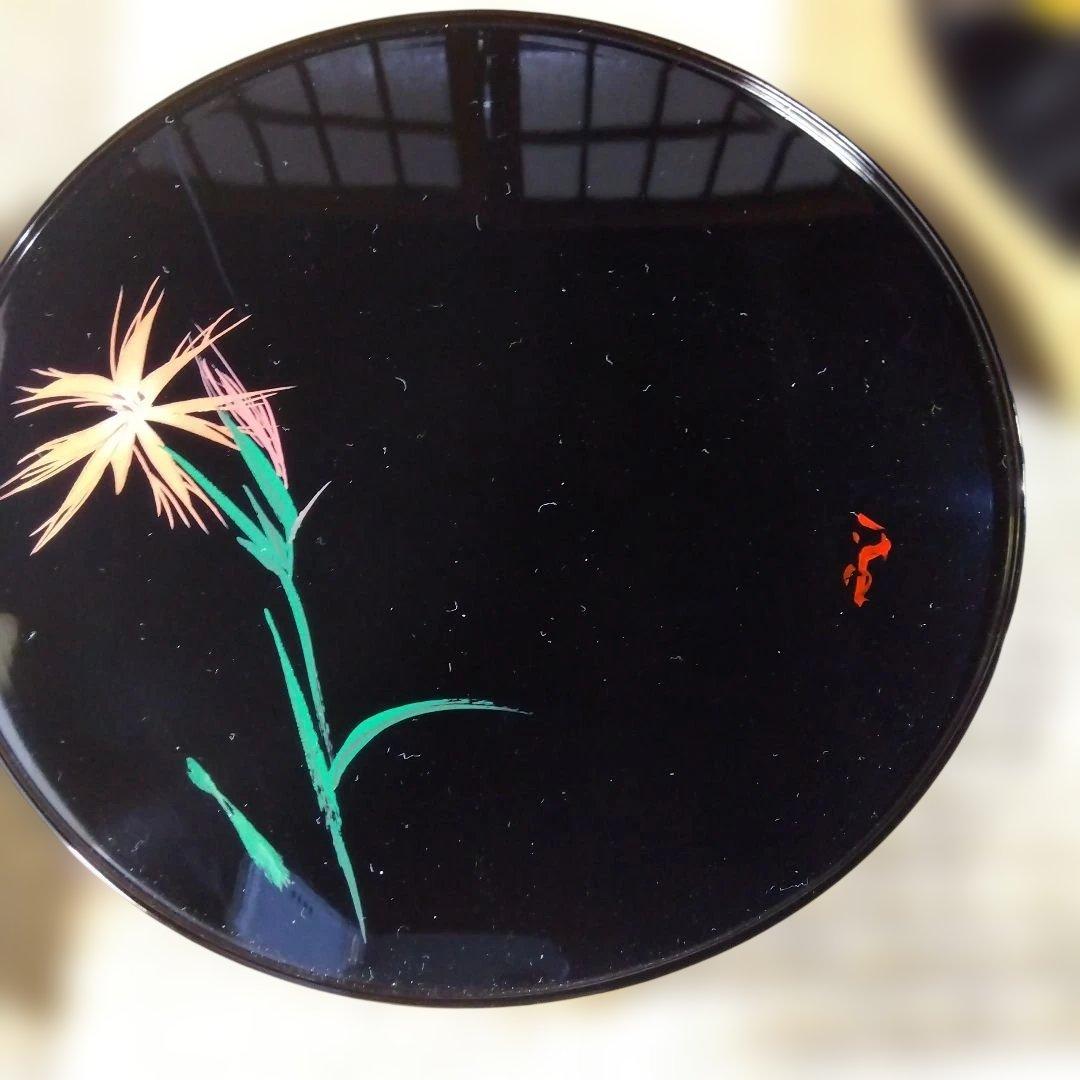 輪島塗　絵変り゙花柄菓子皿５客　漆器 　 共箱　口径24.3cm　高さ2.2cm