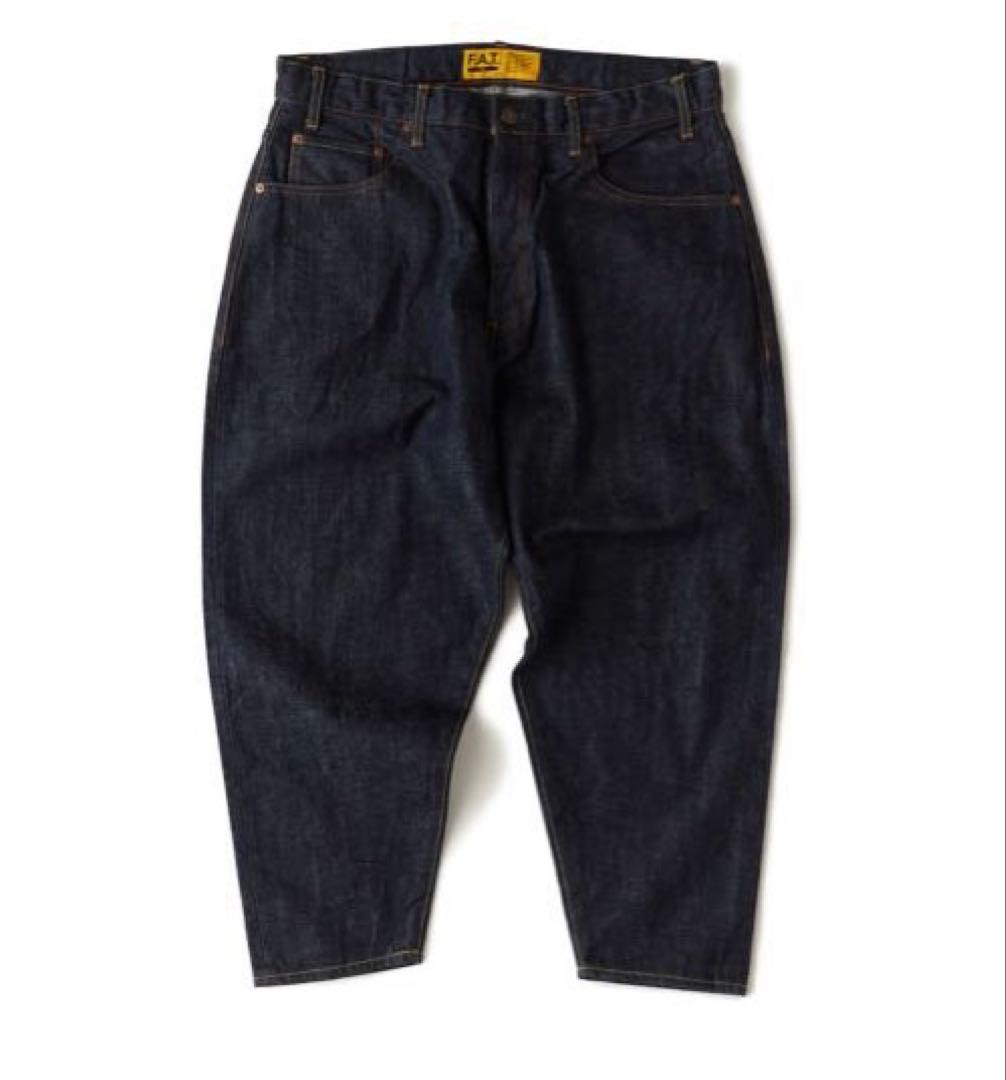 美品　FAT 247 ブルー デニム　ワイドパンツ