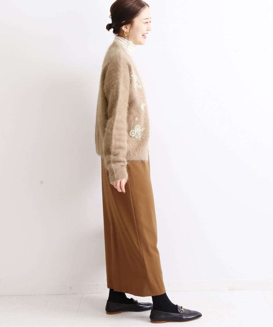 美品！IENA アンゴラ混 パールビーズ 刺繍カーディガン イエナ ファーニット