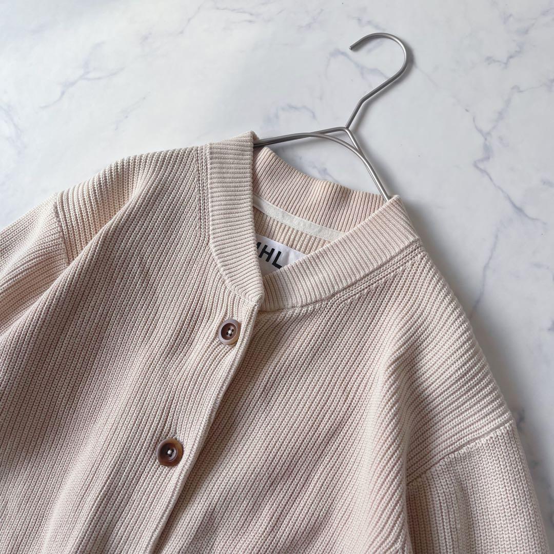 MHL. マーガレットハウエル コットン リブニット カーディガン ベージュ